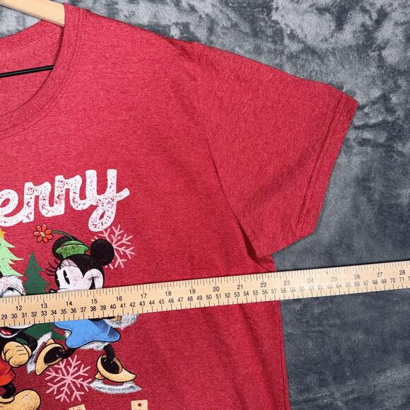 Disney Unisex XXL Red Christmas Holiday Mickey Minnie Merry Tee Shirt - Picture 6 of 7